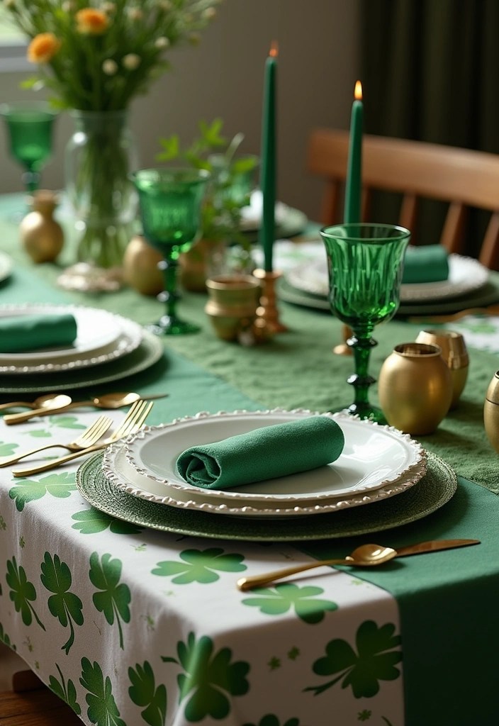 25 Budget-Friendly St. Patrick's Day Table Decor Hacks That Look Like a Million Bucks! - 11. Themed Tablecloth