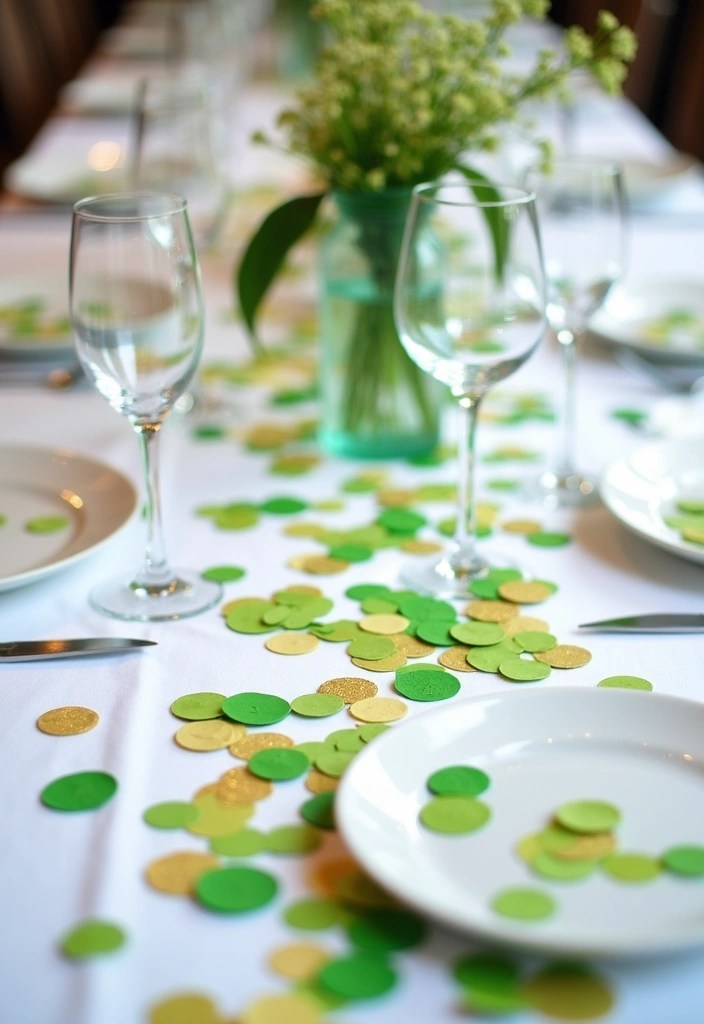 25 Budget-Friendly St. Patrick's Day Table Decor Hacks That Look Like a Million Bucks! - 8. Glittery Table Confetti
